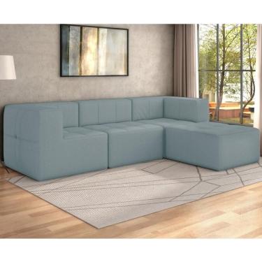 Imagem de Sofá Modulado Na Caixa 4 Lugares 231cm Espuma D33 Multimóveis CR45360 Azul
