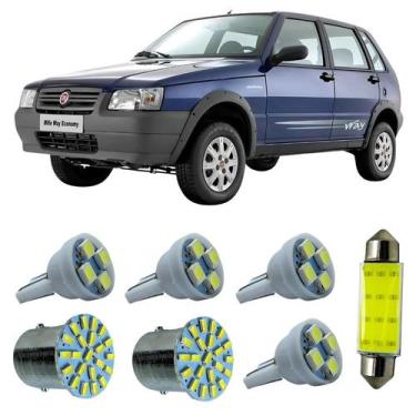 Imagem de Kit Super Led H4 Fiat Uno Mile + Led Ré Teto Placa Farolete - IMP