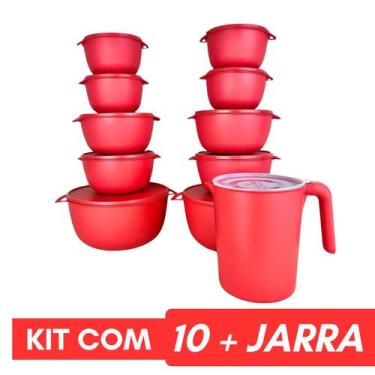 Imagem de Potes Plástico Bowl 10 unidades Com Tampa e Jarra Para Suco Livre BPA 