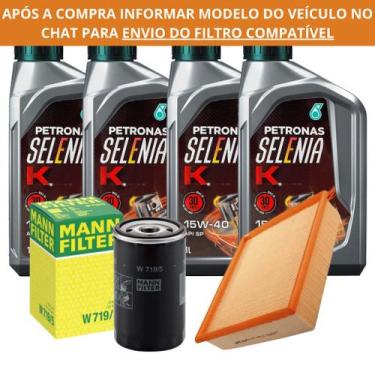 Imagem de Kit Troca Óleo 4L Selenia K 15W40 Semissintético + Filtro Óleo Mann + 