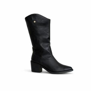 Imagem de Bota Lara Rosa Western Cano Médio Conforto Feminino -, 36, Preto