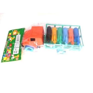 Imagem de Caminhão de brinquedo infantil com 6 bois sortidos coral