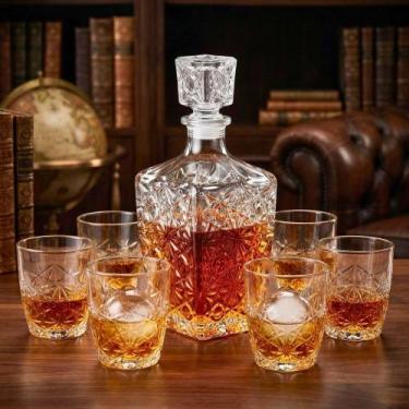 Imagem de Kit Garrafa de Whisky 780ml e 6 Copos Bormioli Rocco Dedalo Vidro Ital