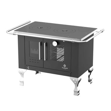 Imagem de Fogão a Lenha 1 Boca Elevare Industrial Elegance Chefe N°01 Direito com Chapa Superior de Ferro Fundido Preto