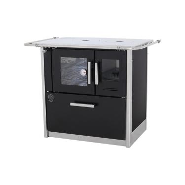 Imagem de Fogão a Lenha Fornos Pinhal Eclipse Esquerdo Preto Chapa Aluminio N2 com Forno Inox e C...