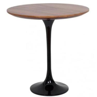 Imagem de Mesa de Jantar Tulipa Saarinen Redonda 80 Base Preto Laca Tampo Imbuia