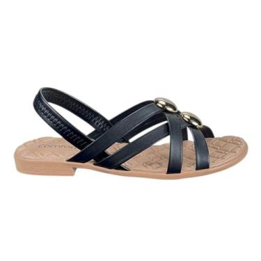 Imagem de Sandália Rasteirinha Feminina Comfortflex Trama Metal 2541403  Leve, C