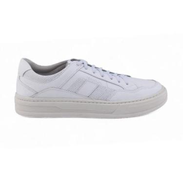 Imagem de Sapatênis Masculino Democrata Denim Wide 240801 Casual, 38, Branco