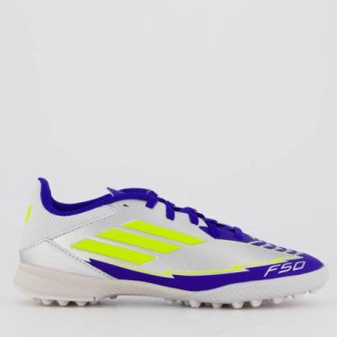 Imagem de Chuteira Adidas F50 League Messi Society Juvenil Prata e Azul, 28