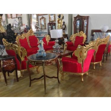 Imagem de Jogo De Sofa Colonial Europa Madeira Dourado Capitonê Luxo - luxdecorc
