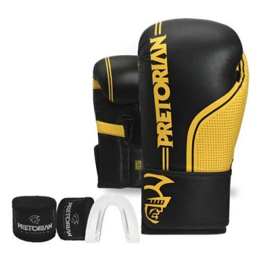 Imagem de Kit Luva Boxe Muay Thai Fx1 Pretorian 2 Pares Bandagem Bucal, Preto, A