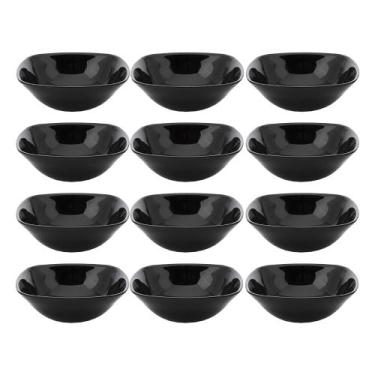 Imagem de Jogo 12 Bowl Preto de Vidro Opalino Mini Tigela Quadrada 13,5cm Sobrem