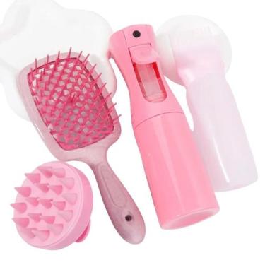 Imagem de Kit Capilar 4 peças - Cuidados com o Cabelo 4 Peças  Escova, Massagead