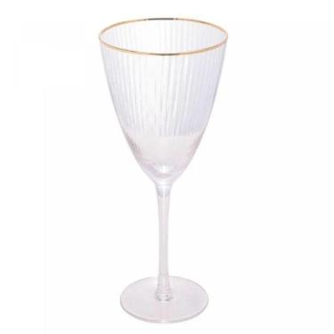 Imagem de Taça De Vinho De Vidro Com Borda Dourada Lines 400ml Wolff