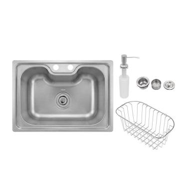 Imagem de Cuba de Cozinha Tramontina Tuizi Gourmet 50 - Válvula, Dosador e Cesto Inox