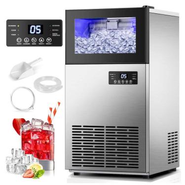 Imagem de Máquina de Gelo Automática Produz até 58kg, 24H, Cor, 110v, TYLZA KM451, Prateado