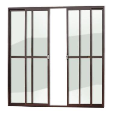 Imagem de Porta de Alumínio Balcão 210x200cm 4 Folhas com Vidro Liso Corten Supe
