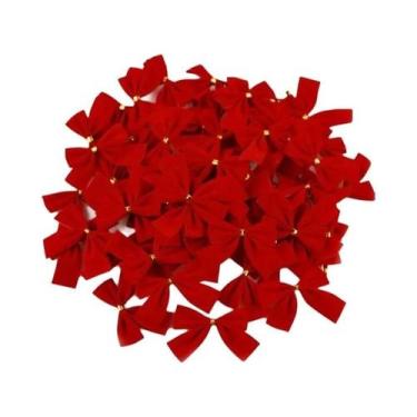 Imagem de Mini Árvore De Natal Vermelha Com Laço 12 24 36 Peças Decoração De Nat
