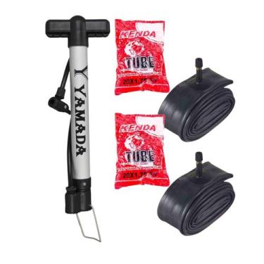 Imagem de Kit Bomba de Ar Yamada 30cm Alumínio Câmara de Ar Kenda Aro 20 BMX 1.7