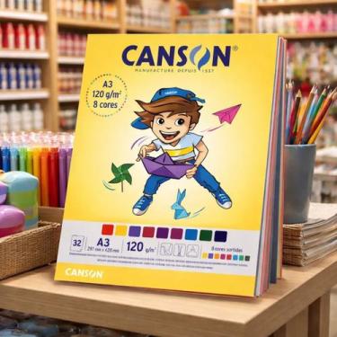 Imagem de Papel Colorido Canson 8 Cores A3 32 Folhas 120g/m2 Criativo