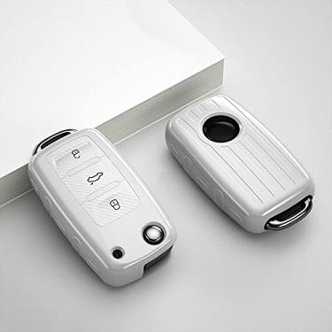 Imagem de Venus-David TPU Car Key Cover Key Bag, apto para Volkswagen VW PoloTiguan Passat B5 B6 B7 Golf EOS Scirocco Jetta MK6 Octavia, branco