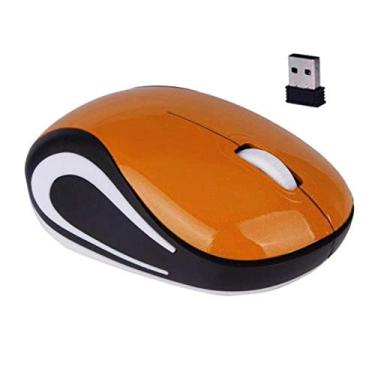 Imagem de Mouse sem fio, mini notebook portátil para PC 800/1200DPI USB 3 teclas, mouse óptico sem fio 2,4G ABS colorido, fino, sem fio, mouse para PC Laranja