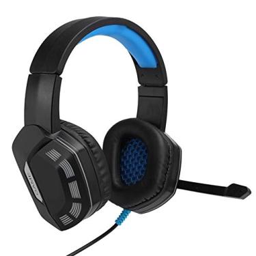 Imagem de Hilitand Fone de ouvido para jogos, fone de ouvido para jogos PS4, PS4 Pro/Slim e Xbox One, fone de ouvido de cabeça de 3,5 mm com redução de ruído, microfone e luz RGB (azul escuro)