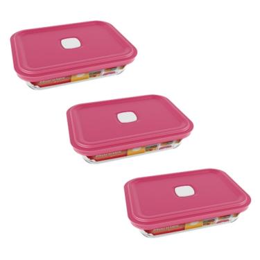 Imagem de Pote de Vidro Retangular Facilita Marmita 750ML Marinex 3Un