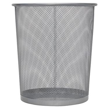 Imagem de Mimo Style Lixeira para Escritório Tela Silver, 23,5cm x 26cm de Metal, Cor Prateado Cesto com Grade de Metal Ideal para Escritórios e Quartos, Descarte Papeis e Embalagens Facilmente, Capacidade 9L