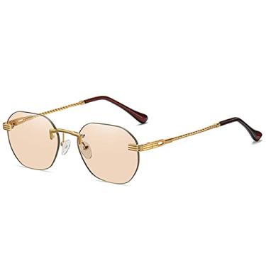 Imagem de Frameless Gold Metal Ladies Sunglasses Rimless Gradient Lens Blue Fashion Sun Glasses For Men UV400 Summer,04 Gold,Champ,china