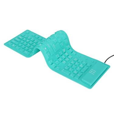 Imagem de Teclado impermeável macio de silicone, teclado portátil dobrável à prova de poeira, teclado dobrável com fio USB de 108 teclas, design de vedação completa, para notebook PC (verde 8,2 x 7,8 x 25,8 cm)