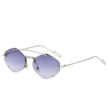 Imagem de Moda óculos de sol poligonais sem aro feminino óculos de sol retrô óculos de sol de luxo óculos de sol UV400 óculos de sol, 4,A