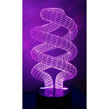 Imagem de Lâmpada de LED em espiral 3D para mesa de cabeceira, Lâmpada de mesa Loveboat 7 luzes que mudam de cor com base de acrílico plano e ABS e carregador USB como decoração de casa e um melhor presente, Tornado