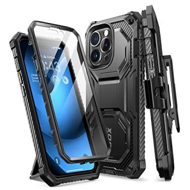 Imagem de i-Blason Capa Armorbox projetada para iPhone 14 Pro de 6,1 polegadas (versão 2022) com suporte e clipe de cinto, capa protetora de corpo inteiro com protetor de tela integrado (preto)