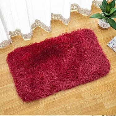 Imagem de SHENGANG Tapetes felpudos antiderrapantes tapete de banho de banheiro sala de estar tapete de sala de jantar tapetes e carpete para casa decoração do quarto tapete de chuveiro, vermelho escuro, 40x60cm