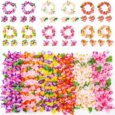 Imagem de FUTUREPLUSX Hawaiian Leis, 48 peças de faixas de cabelo havaianas para decoração havaiana de luau, festa temática tropical
