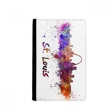 Imagem de St.Louis America City Suporte de passaporte aquarela Notecase Burse carteira capa porta-cartão, Multicolor