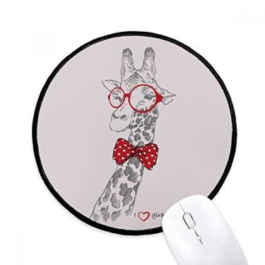 Imagem de DIYthinker Óculos girafa bonito mouse pad desktop escritório tapete redondo para computador