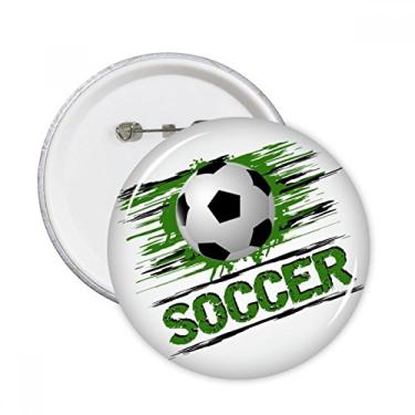Imagem de Broche redondo de futebol americano verde com emblema de botão para decoração 5 peças