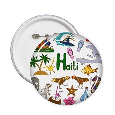 Imagem de Broche de bandeira nacional de animais do Haiti Landscap com emblema de botão, 5 peças