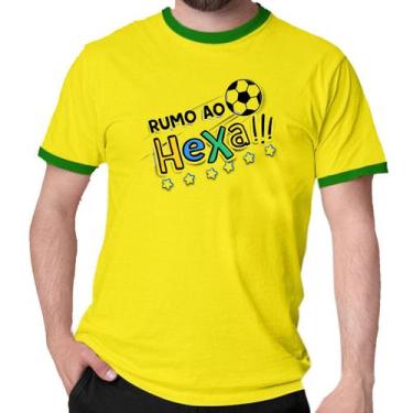 Imagem de Camiseta Rumo Ao Hexa Brasil Verde E Amarelo Copa Futebol - Mago Das C