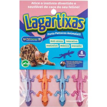 Imagem de Brinquedo Porta Petisco Lagartixa para gatos - 4 Unidades