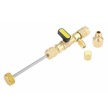 Imagem de Removedor de núcleo de válvula de aço inoxidável instalador AC HVAC Schrader removedor de núcleo de válvula de tamanho duplo 5/16" e ferramenta de instalação de porta de 1/4"