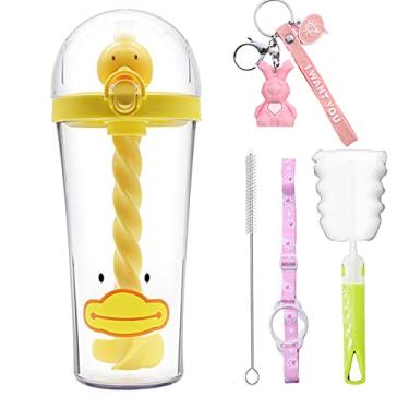 Imagem de seelucky Copo de viagem Duck Stir Tumbler com canudo para festa misturando garrafa de água caneca para beber gelo piquenique (pato, 500 ml)