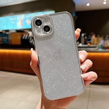 Imagem de Capa de luxo Bling Glitter Plating para iPhone 13 Pro Max 12 11 X XR XS 8 7 Plus 6 6S SE 2020 2022 Capa de silicone macio à prova de choque, prata, para iphone 8