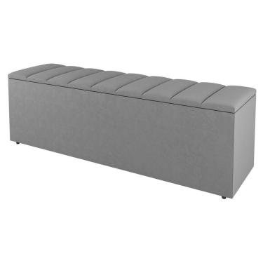 Imagem de Calçadeira Baú Solteiro Cora 90Cm Suede Cinza Claro