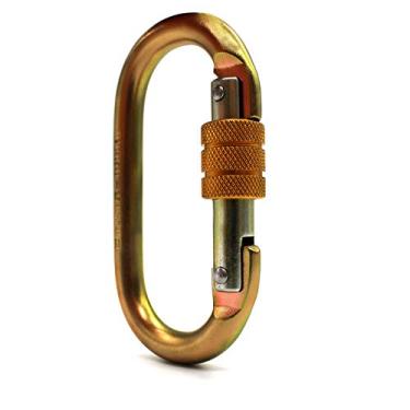 Imagem de Mosquetão SideUp Aço Oval Trava Rosca 25KN CE EN NBR Zincado Amarelo