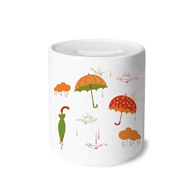 Imagem de DIYthinker Guarda-chuva nuvem chuva pingando tempo dinheiro caixa economia banco caixa cerâmica porta-moedas crianças adultos