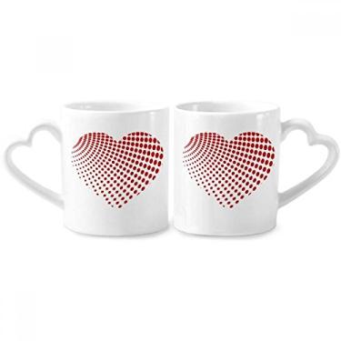 Imagem de Red Radiate Dots Conjunto de canecas de porcelana para casal Dia dos Namorados Copo de cerâmica com alça de coração