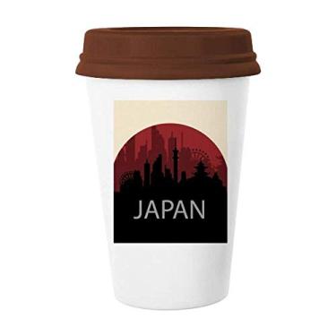 Imagem de Contorno de marco da arquitetura Japão, caneca de vidro bebendo cerâmica, tampa de copo